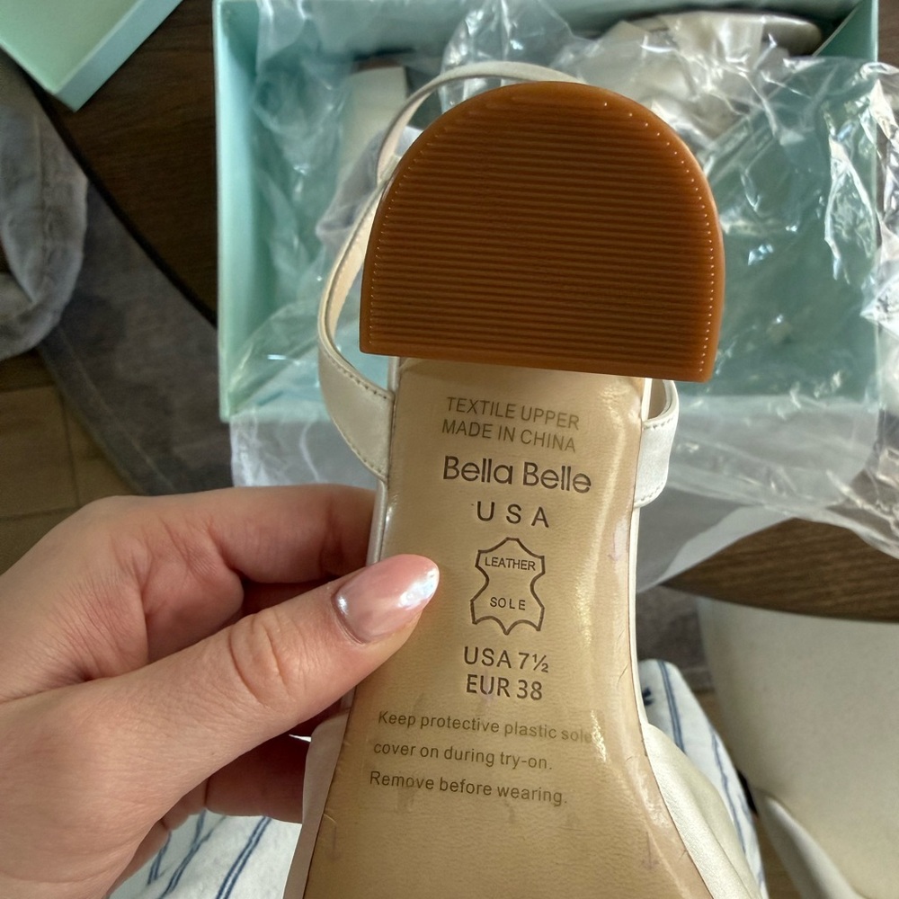 Bella Belle Women's Ivory Satin Heels - Picture 3 of 5